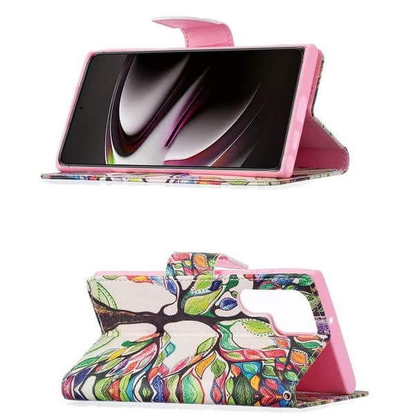 Lompakkokotelo Samsung Galaxy S22 Ultra - Värikäs Puu
