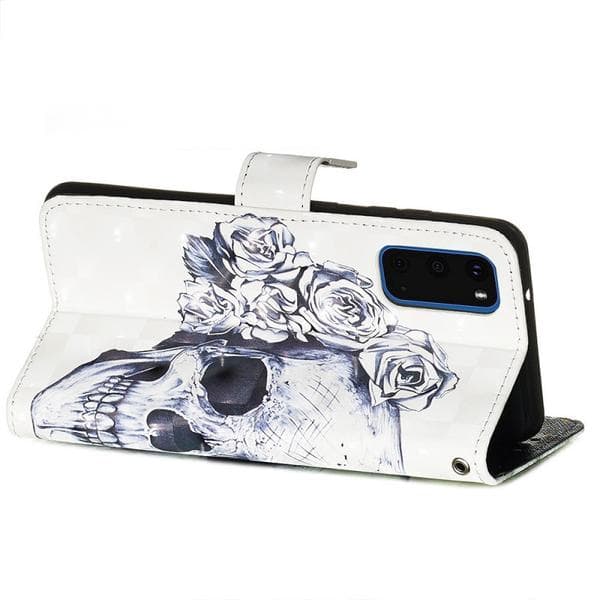 Plånboksfodral Samsung Galaxy S20 – Döskalle / Rosor