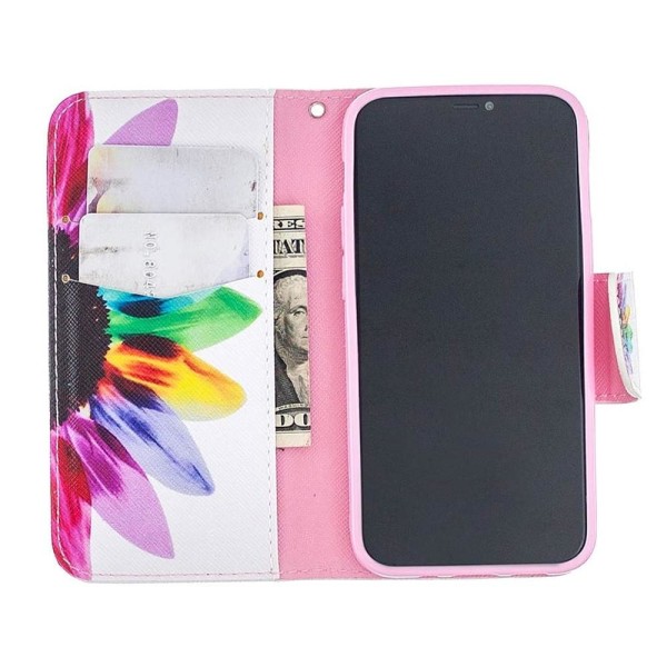 Lompakkokotelo iPhone 12 - Värikäs Kukka