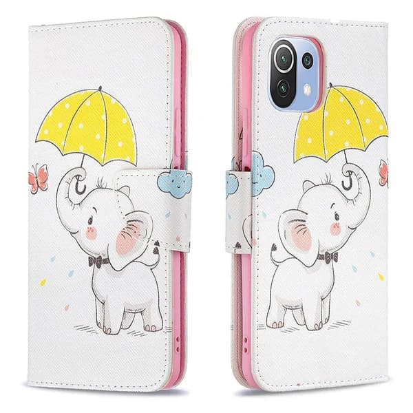 Plånboksfodral Xiaomi Mi 11 Lite - Elefant med Paraply