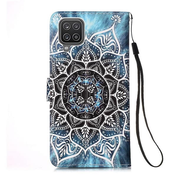 Lompakkokotelo Samsung Galaxy A12 - Sininen Mandala