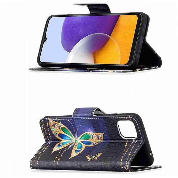 Lompakkokotelo Samsung Galaxy A03 - Kultainen Perhonen