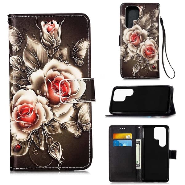 Lompakkokotelo Samsung Galaxy S24 Ultra - Ruusut
