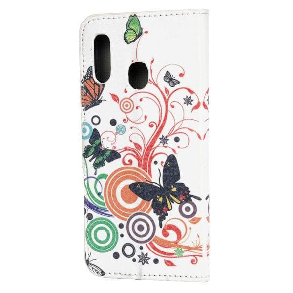 Lompakkokotelo Samsung Galaxy A20e - Valkoinen Perhosilla