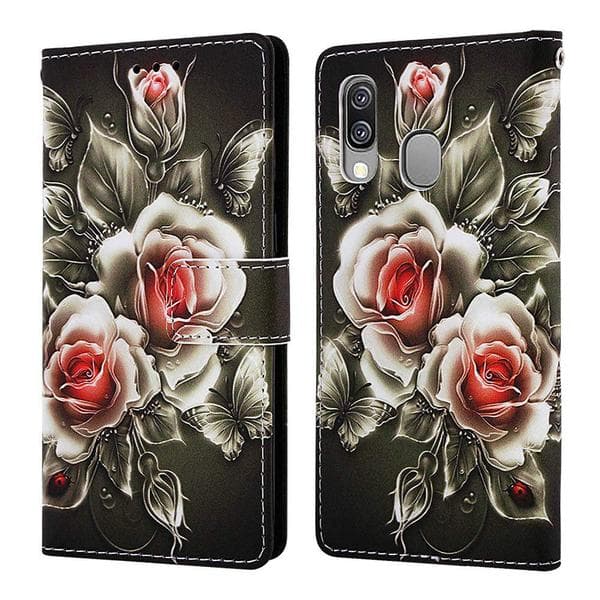 Lompakkokotelo Samsung Galaxy A20e - Ruusut
