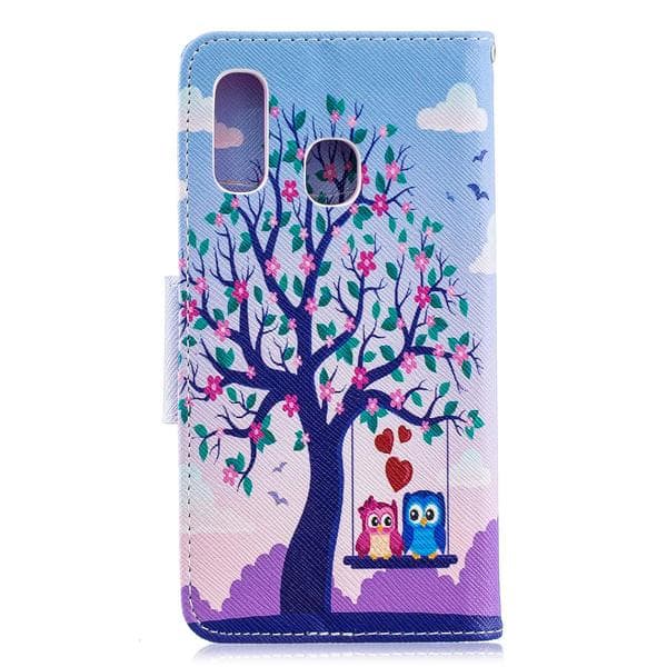Lompakkokotelo Samsung Galaxy A20e - Pöllöt Keinussa