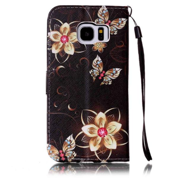 Plånboksfodral Samsung Galaxy S7 Edge – Blommor i Guld