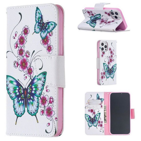 Lompakkokotelo iPhone 14 Pro Max - Perhosia Ja Kukkia