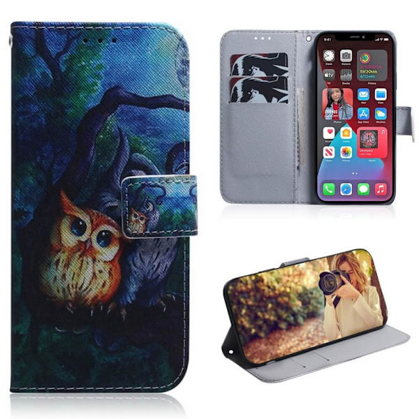 Plånboksfodral iPhone 14 Plus – Ugglor I Månsken