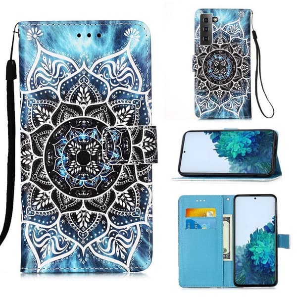 Lompakkokotelo Samsung Galaxy S21 Plus - Sininen Mandala