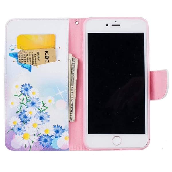 Plånboksfodral Apple iPhone 8 Plus - Fjärilar och Blommor