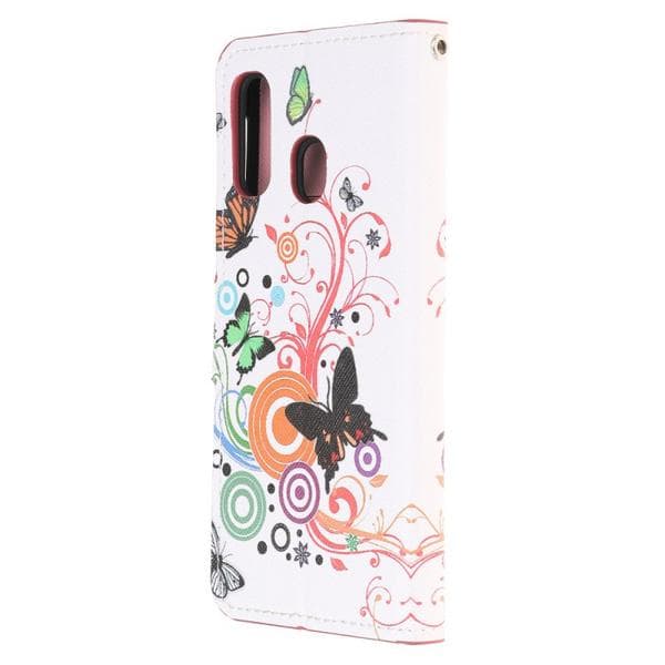 Plånboksfodral Samsung Galaxy A40 - Vit med Fjärilar