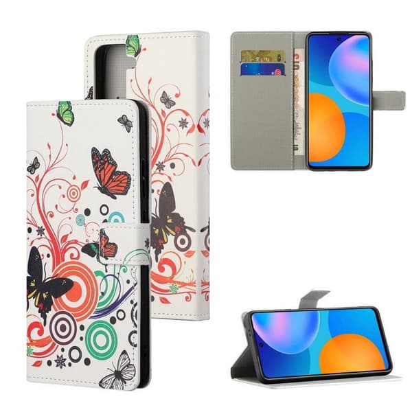 Lompakkokotelo Samsung Galaxy S22 Plus - Valkoinen Perhosilla