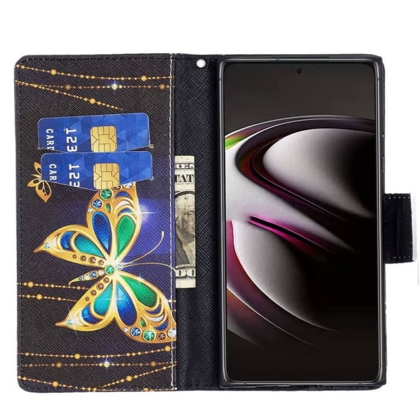 Lompakkokotelo Samsung Galaxy S22 Ultra - Kultainen Perhonen