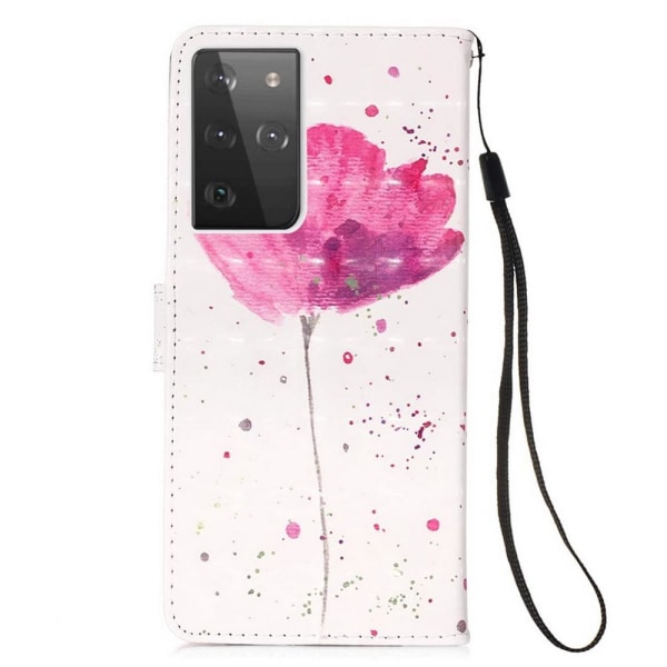 Lompakkokotelo Samsung Galaxy S21 Ultra - Vaaleanpunainen Kukka