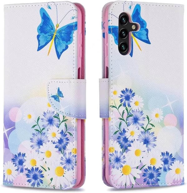 Plånboksfodral Samsung Galaxy A14 – Fjärilar och Blommor