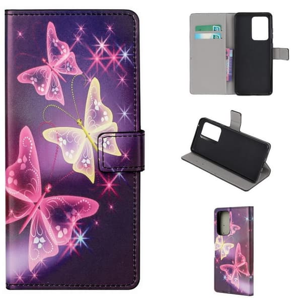 Lompakkokotelo Samsung Galaxy A32 - Liila / Perhoset
