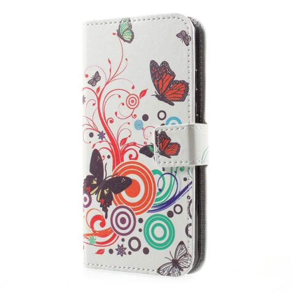 Plånboksfodral Moto G5 - Vit med Fjärilar