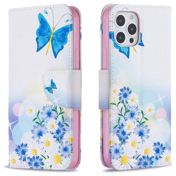 Lompakkokotelo iPhone 12 Pro Max - Perhosia Ja Kukkia