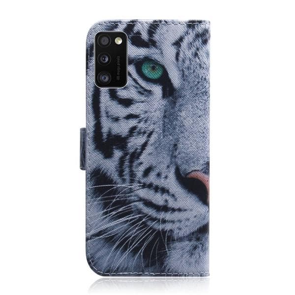 Lompakkokotelo Samsung Galaxy A41 - Valkoinen Tiikeri