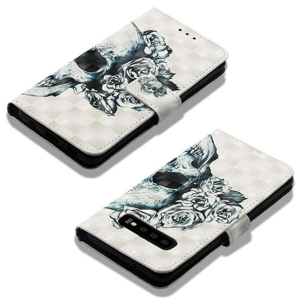Plånboksfodral Samsung Galaxy S10 – Döskalle / Rosor