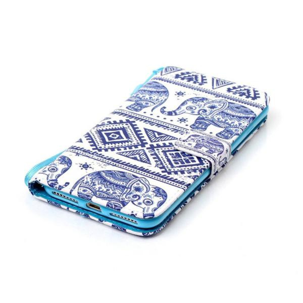 Plånboksfodral Apple iPhone 8 Plus – Indiskt / Elefanter