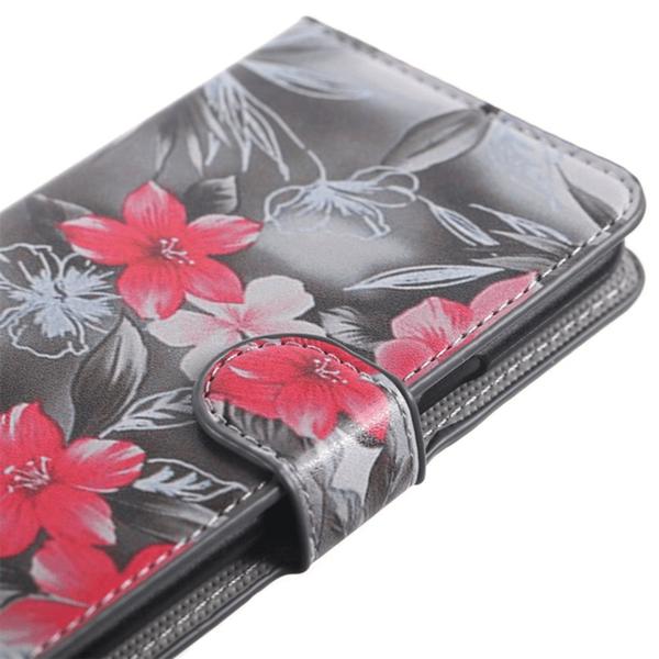 Plånboksfodral Samsung J1 (SM-J100H) - Svartvit med Blommor