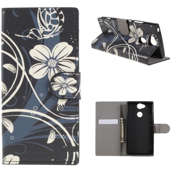 Plånboksfodral Sony Xperia XA2 - Svart med Blommor
