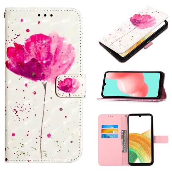 Lompakkokotelo Samsung Galaxy A05s - Vaaleanpunainen Kukka