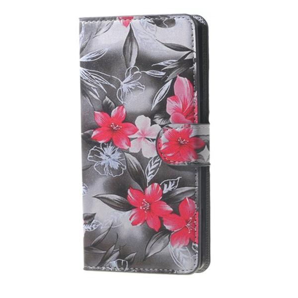 Plånboksfodral HTC One (M9) - Svartvit med Blommor