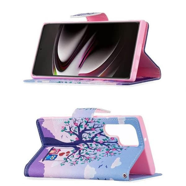 Lompakkokotelo Samsung Galaxy S22 Ultra - Pöllöt Keinussa