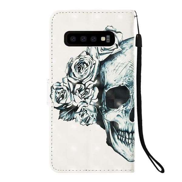 Plånboksfodral Samsung Galaxy S10 – Döskalle / Rosor