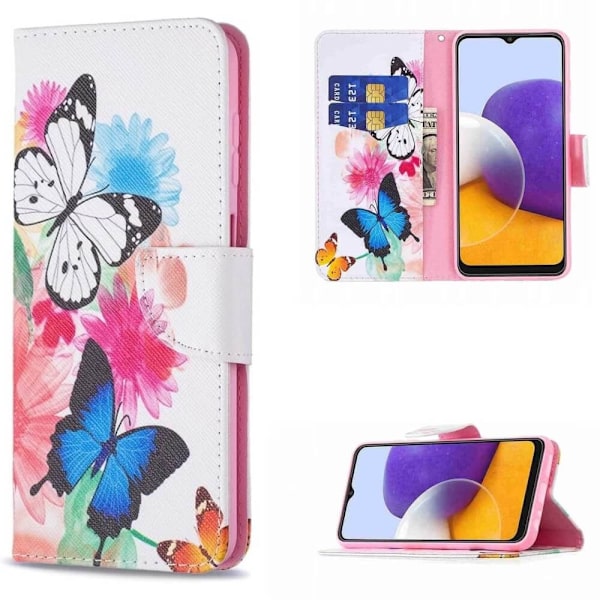 Plånboksfodral Samsung Galaxy A16 - Färgglada Fjärilar