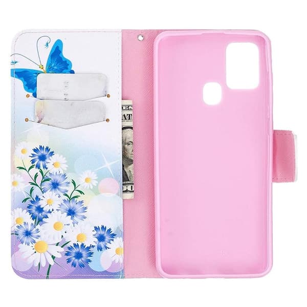 Plånboksfodral Samsung Galaxy A21s – Fjärilar och Blommor
