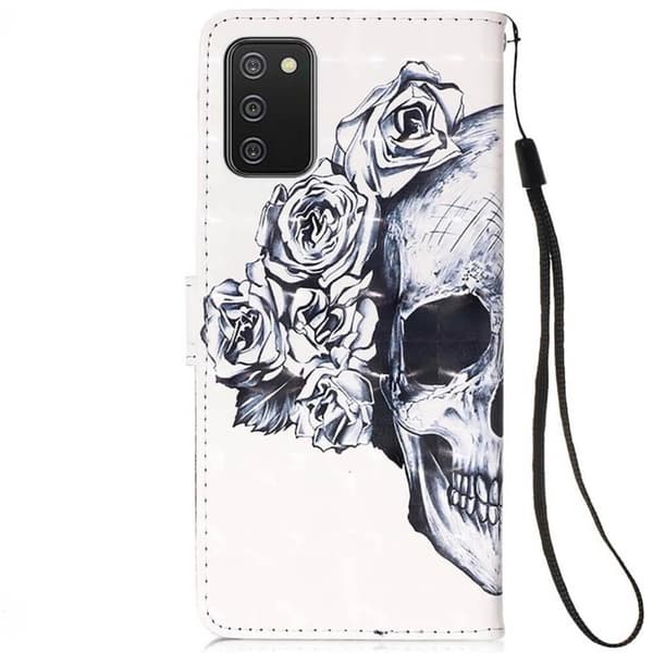 Lompakkokotelo Samsung Galaxy A03s - Pääkallo / Ruutu