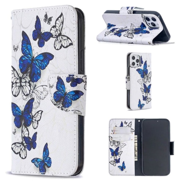 Lompakkokotelo iPhone 13 Pro Max - Siniset Ja Valkoiset Perhoset