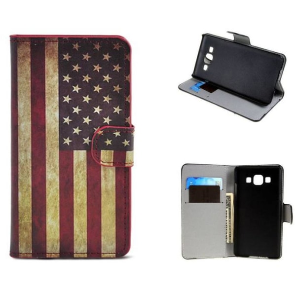 Plånboksfodral Samsung Galaxy A7 (SM-A700) - Flagga USA