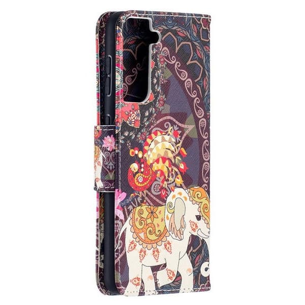 Lompakkokotelo Samsung Galaxy S21 Plus - Intialainen / Elefantti