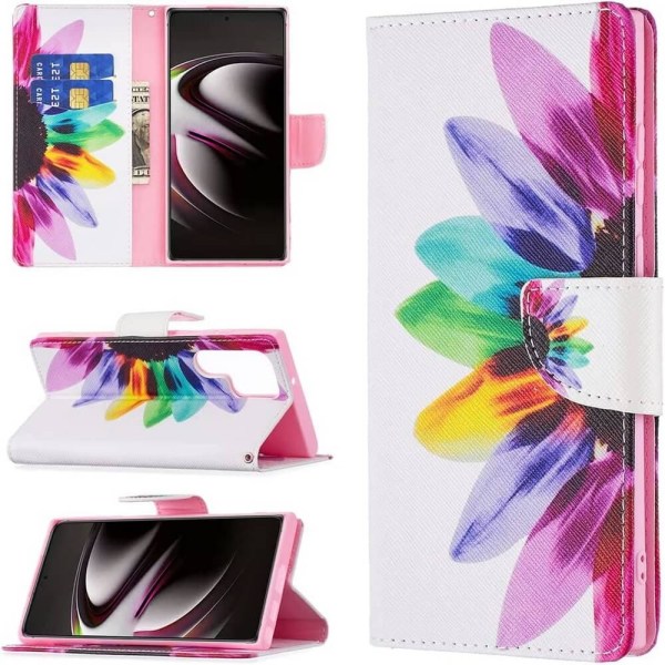 Lompakkokotelo Samsung Galaxy S22 Ultra - Värikäs Kukka