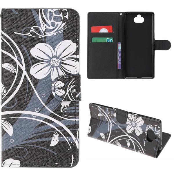 Plånboksfodral Sony Xperia 10 Plus - Svart med Blommor