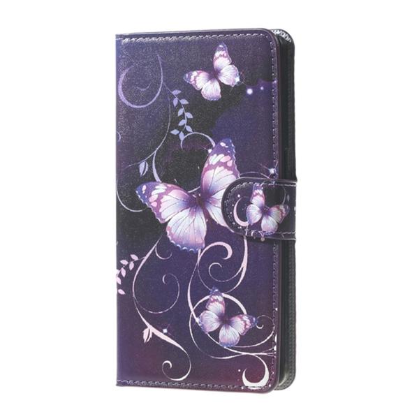 Plånboksfodral Sony Xperia E4g - Lila med Fjärilar