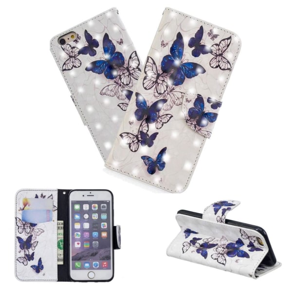 Plånboksfodral Apple iPhone 7 – Blåa och Vita Fjärilar