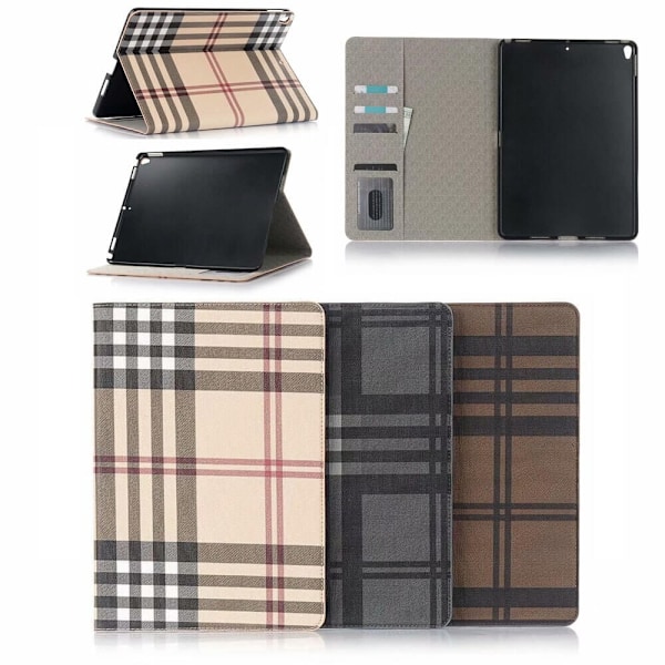 Plånboksfodral iPad 10,2" (2021) Rutmönster - 3 Färger Brun
