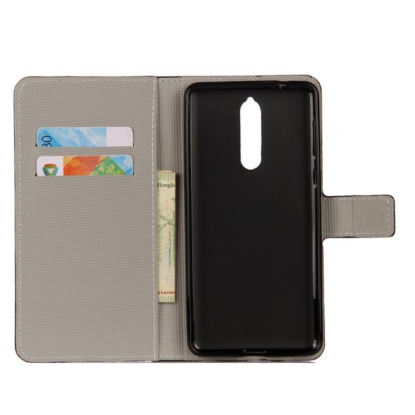 Plånboksfodral Nokia 8 - Prickigt med Uggla