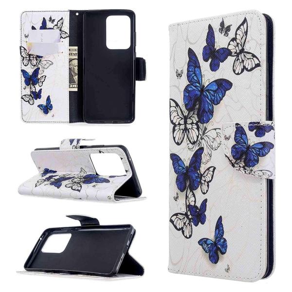 Plånboksfodral Samsung Galaxy S20 Ultra – Blåa och Vita Fjärilar