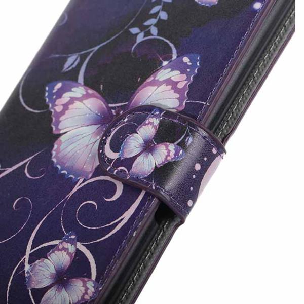 Plånboksfodral Sony Xperia M4 Aqua - Lila med Fjärilar