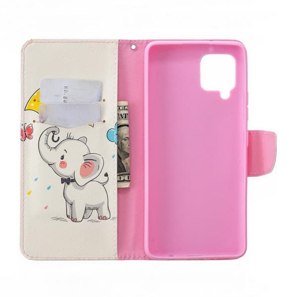 Plånboksfodral Samsung Galaxy A12 - Elefant med Paraply