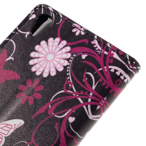 Plånboksfodral Sony Xperia E5 - Svart med Fjärilar