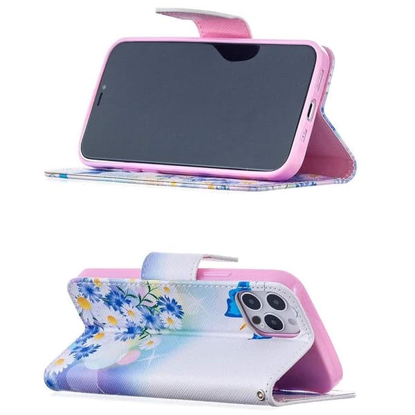 Plånboksfodral iPhone 14 Pro Max – Fjärilar och Blommor