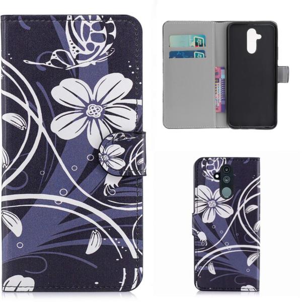 Plånboksfodral Huawei Mate 20 Lite - Svart med Blommor